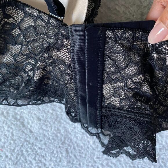 Leonisa Bra 34B Sexy Black Lace‎ Lingerie Bustier Padded Lined Designer - Picture 5 of 10